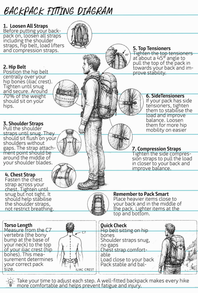 backpack fitting diagram