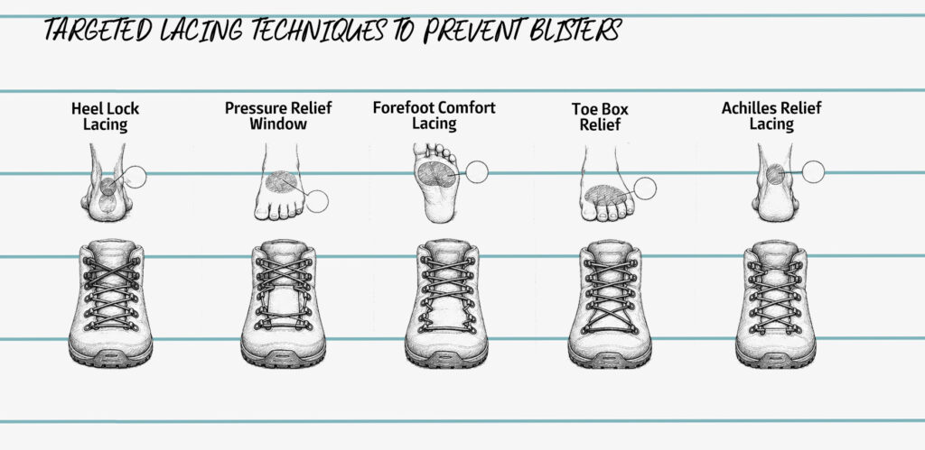 targeted lacing techniques to prevent blisters when hiking