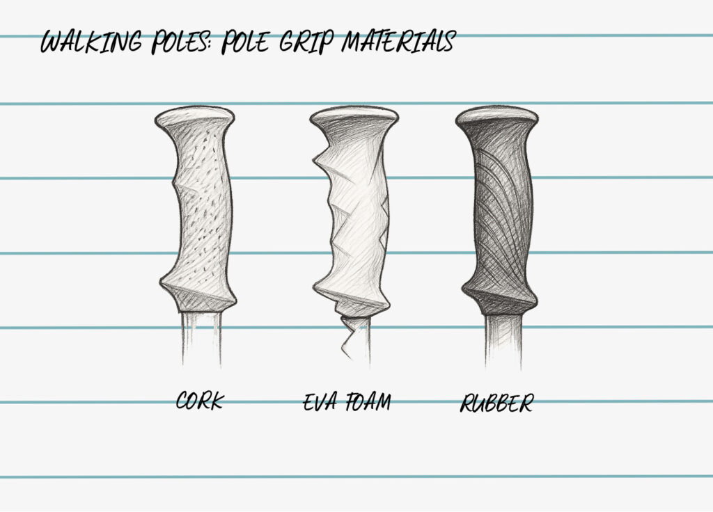 walking poles grip materials