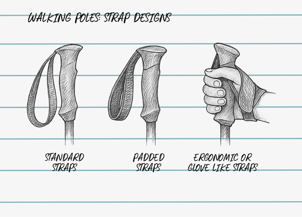walking poles strap designs