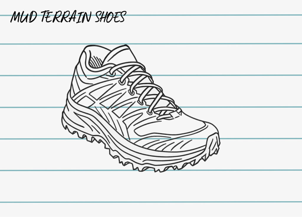 mud terrain trail running shoe example