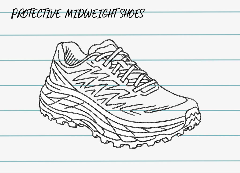 protective midweight trail running shoe example