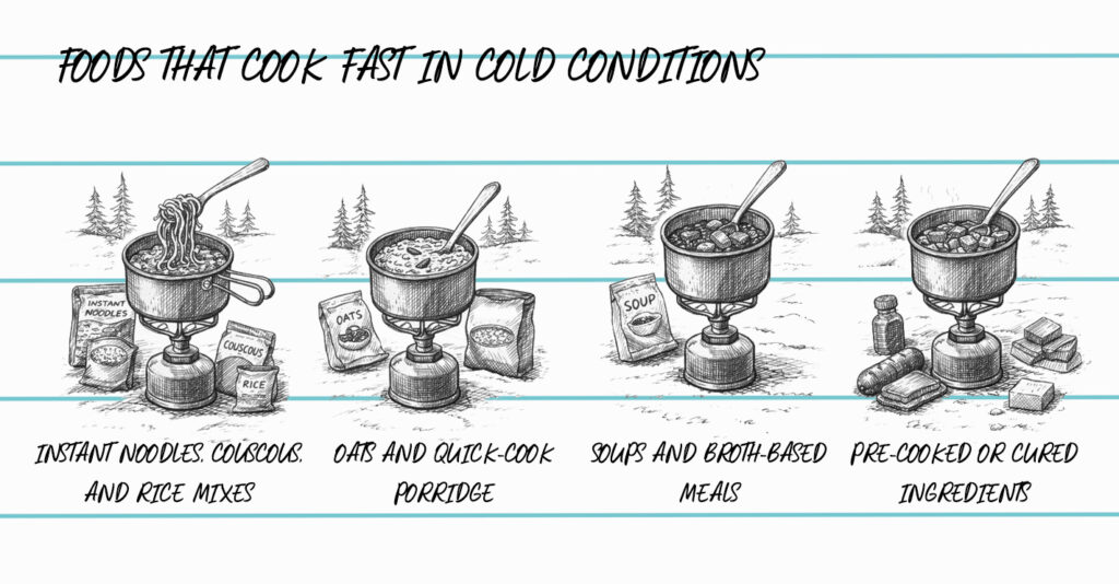 foods that cook fast in cold conditions