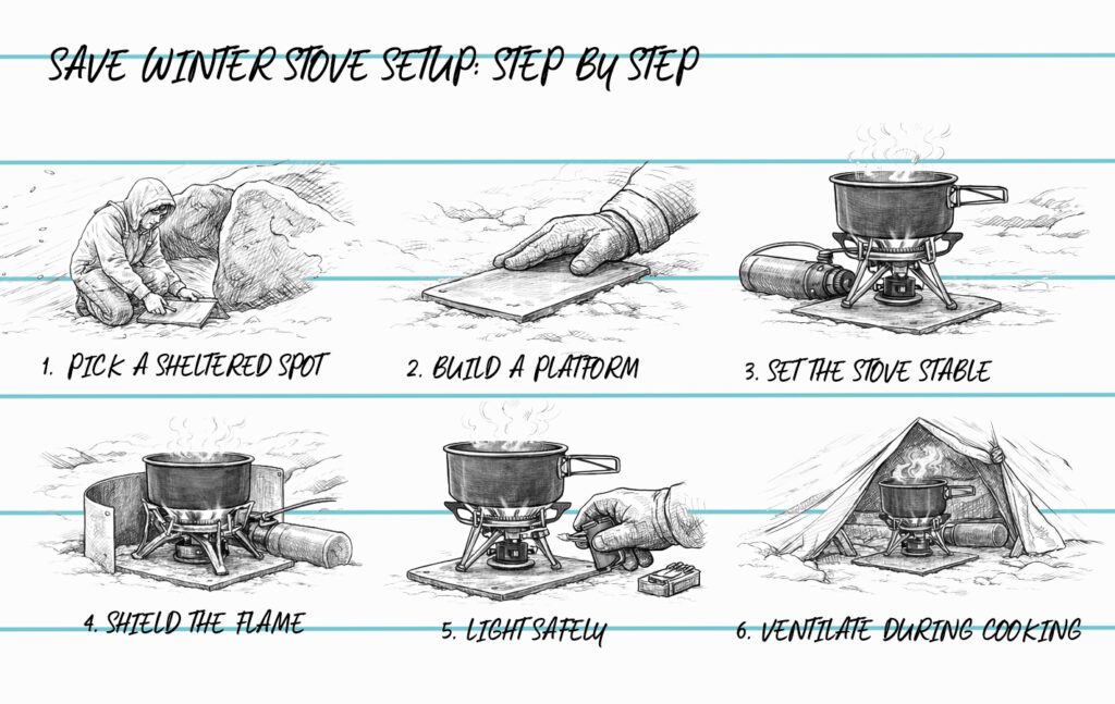 save winter stove set up step by step