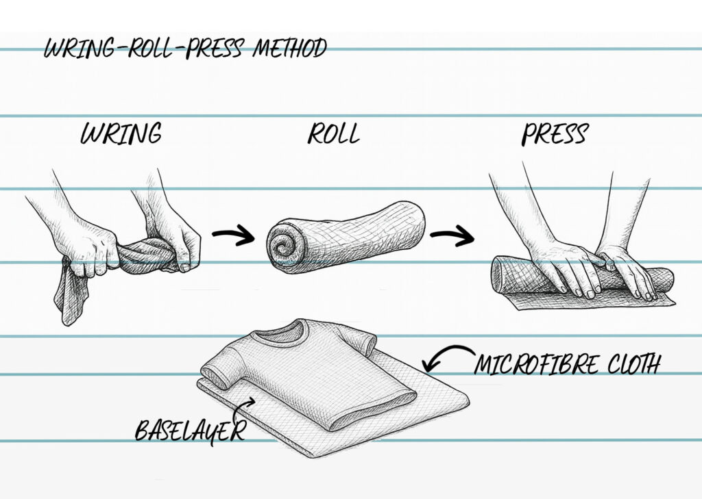 wet gear drying method: wring roll press