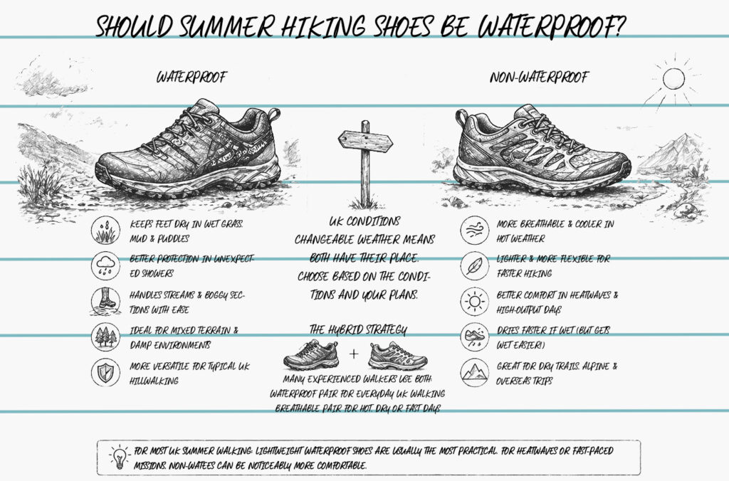 should summer hiking shoes be waterproof