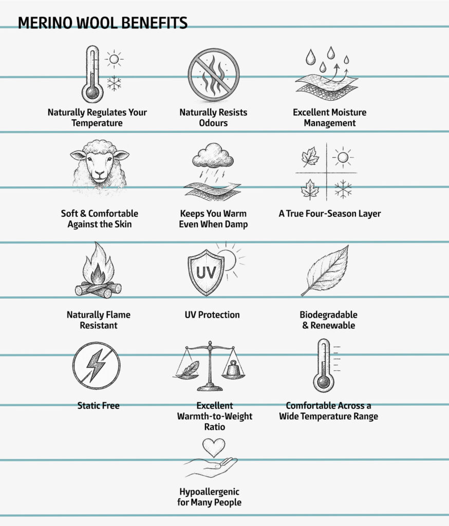 merino wool benefits infographic