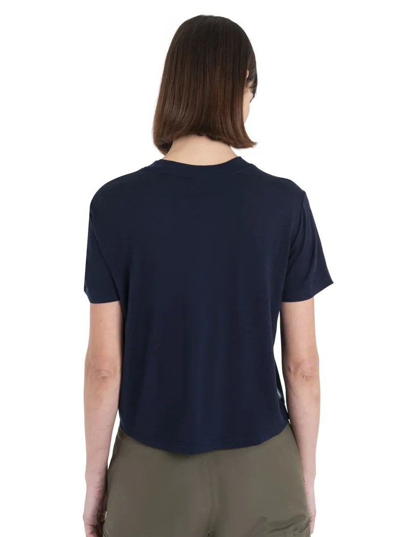 Icebreaker Women's Merino 150 Tech Lite SS Crop Tee Midnight Navy-2