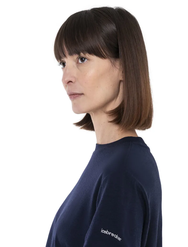 Icebreaker Women's Merino 150 Tech Lite SS Crop Tee Midnight Navy-4