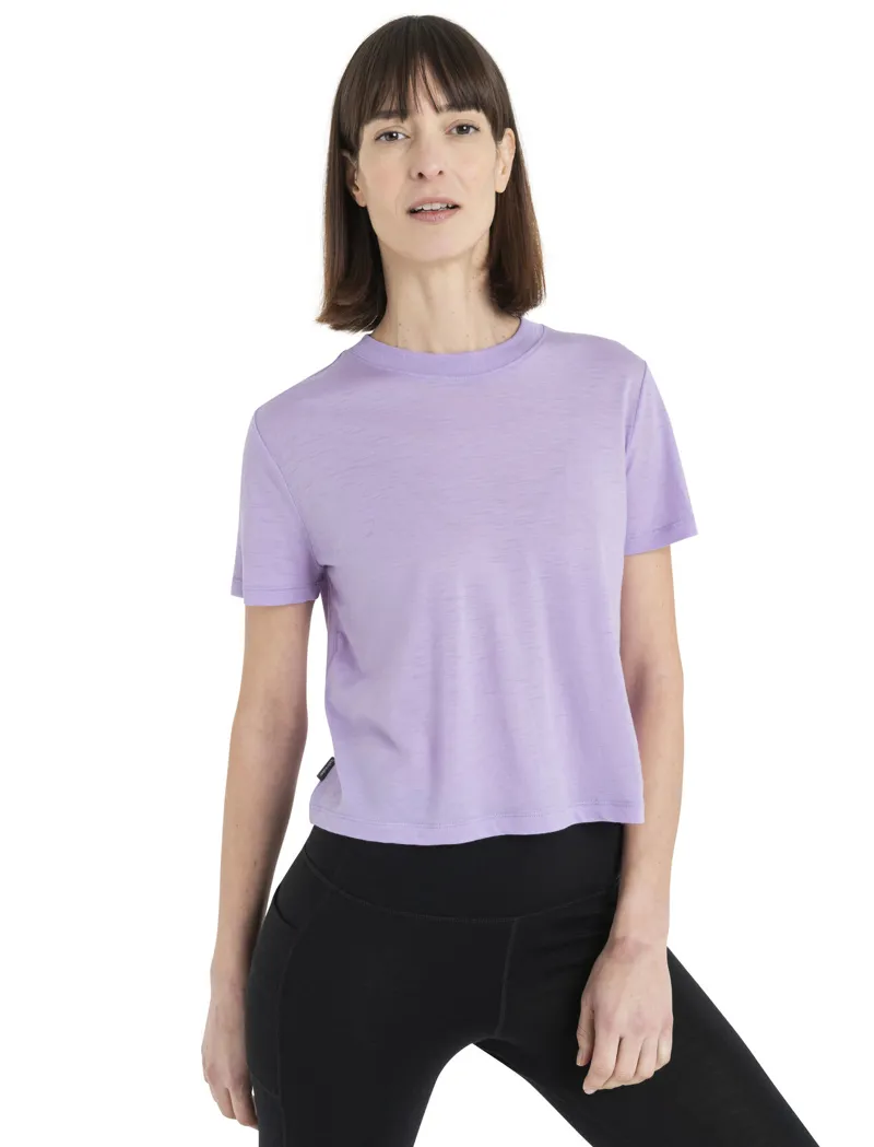 Icebreaker Women's Merino 150 Tech Lite SS Crop Tee Purple Gaze-1