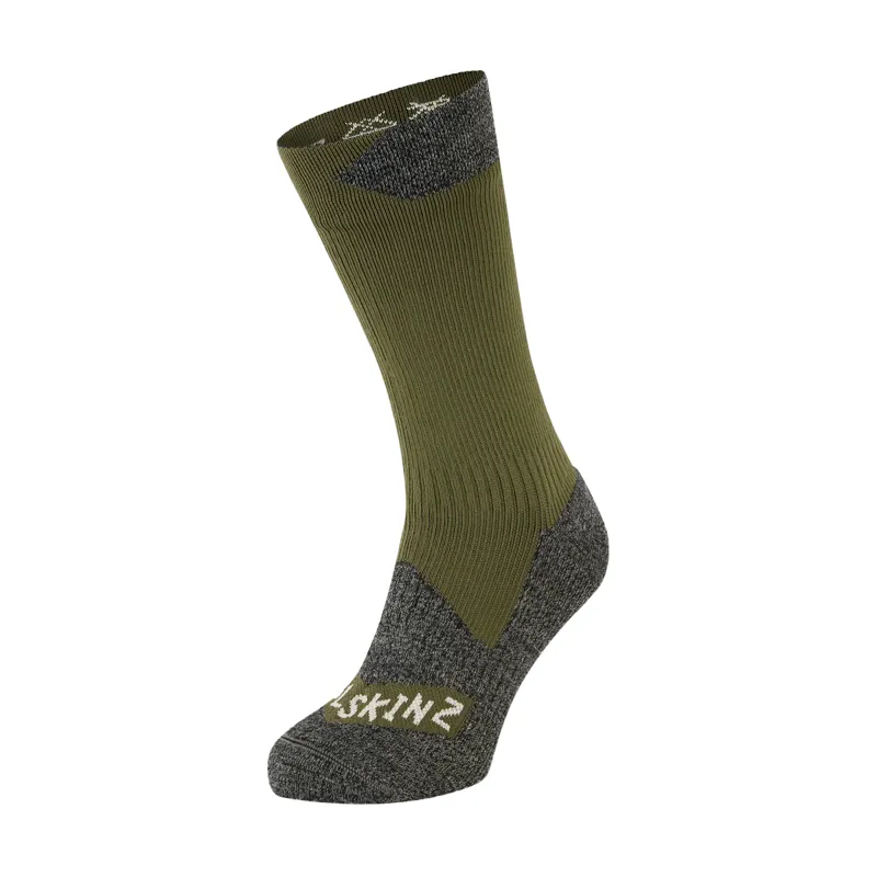 Sealskinz Raynham Waterproof All Weather Mid Length Sock Olive/ Dark Grey