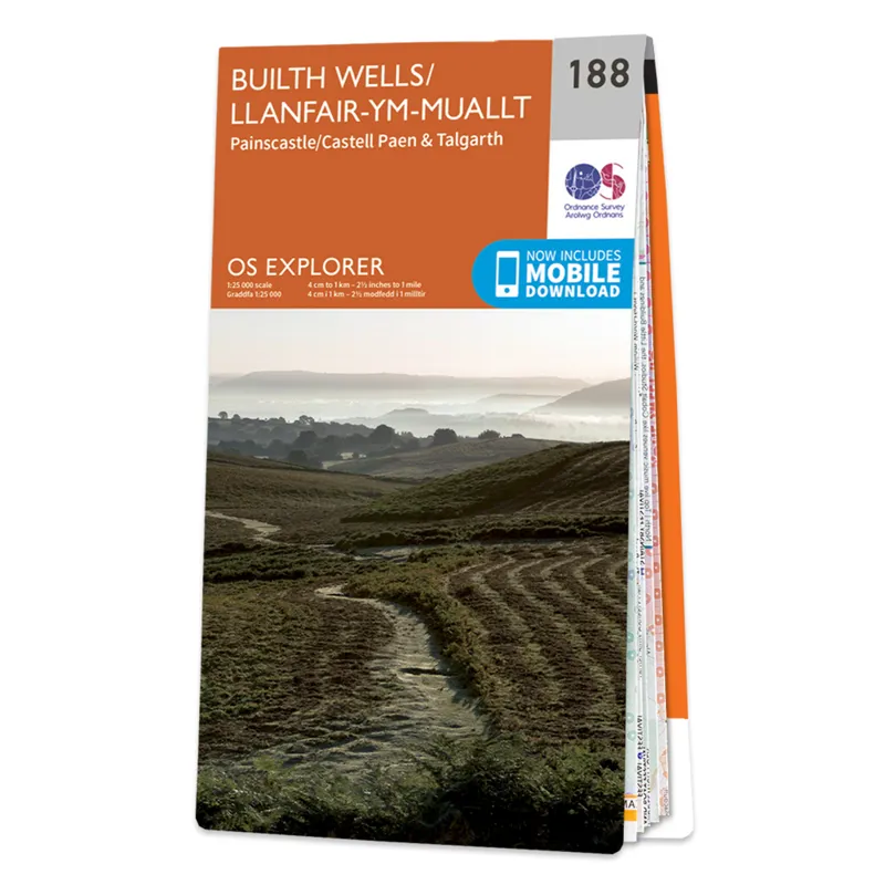 OS Explorer Map 188 Builth Wells Painscastle and Talgarth