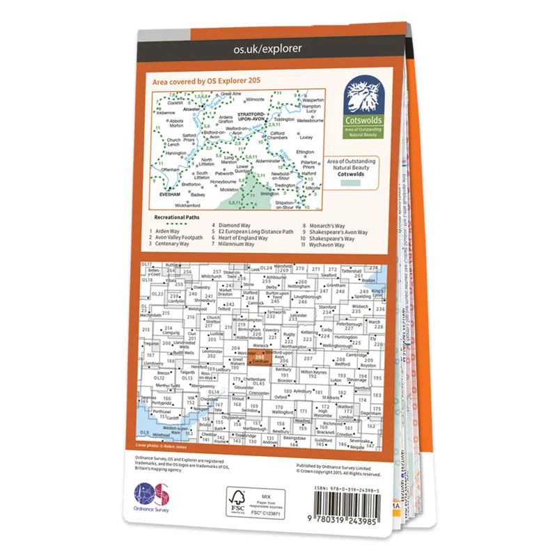 OS Explorer Map 205 Stratford-upon-Avon and Evesham-1