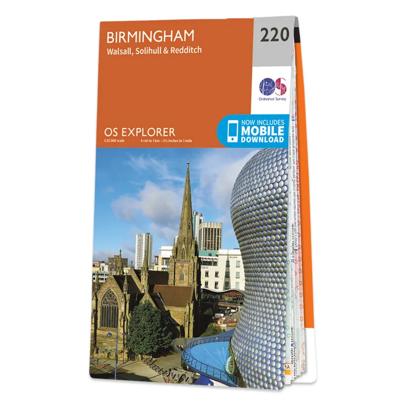 OS Explorer Map 220 Birmingham Walsall Solihull Redditch