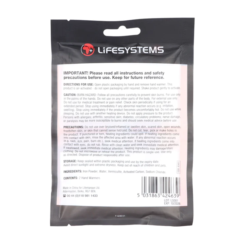 Lifesystems Air Activated Hand Warmers 2pk-2