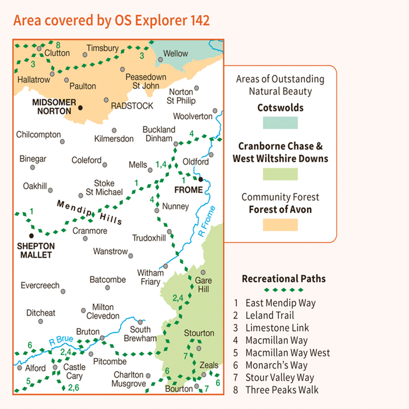 OS Expl Map 142 Map of Shepton Mallet and Mendip Hills East-2