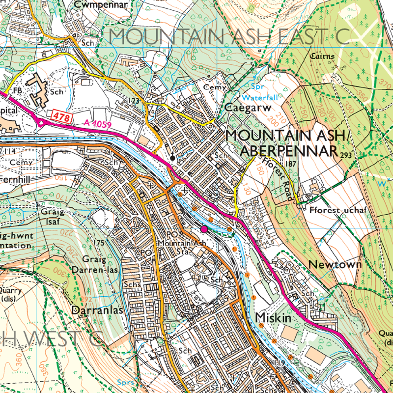 OS Explorer Map 166 Rhondda and Merthyr Tydfil-3