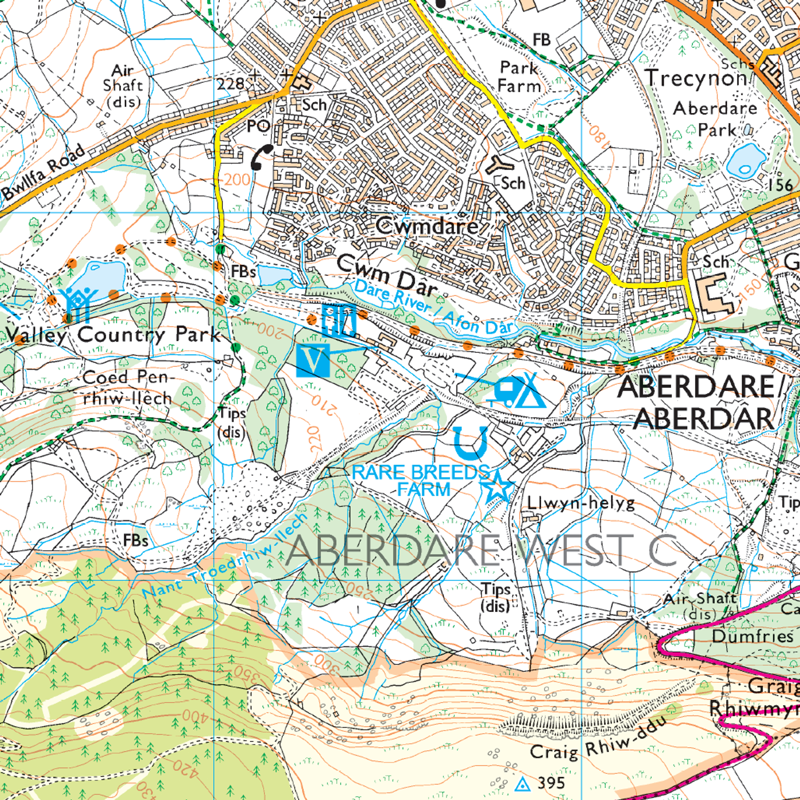 OS Explorer Map 166 Rhondda and Merthyr Tydfil-4