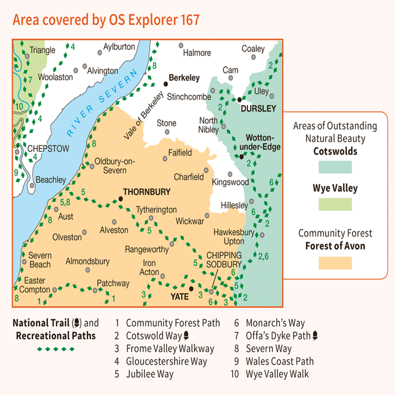 OS Explorer Map 167 Thornbury Dursley and Yate-2