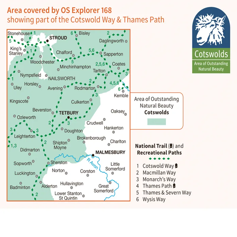 OS Explorer Map 168 Stroud Tetbury and Malmesbury-1