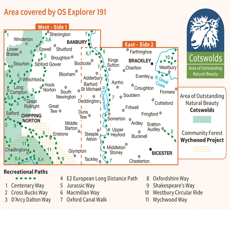 OS Explorer Map 191 Banbury Bicester and Chipping Norton-2