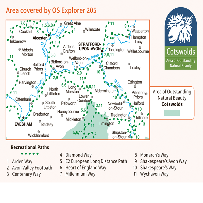 OS Explorer Map 205 Stratford-upon-Avon and Evesham-3