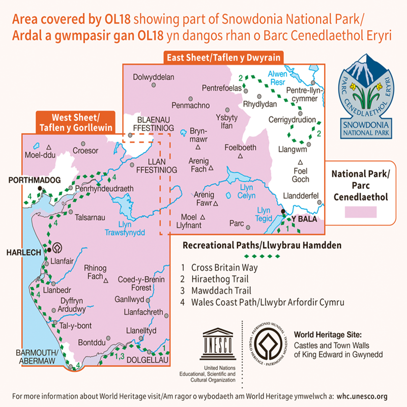 OS Explorer Map OL18 Harlech Porthmadog and Y Bala-2