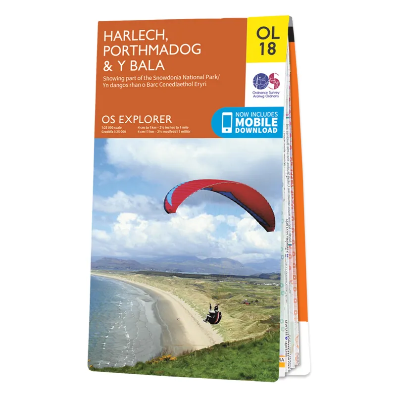 OS Explorer Map OL18 Harlech Porthmadog and Y Bala