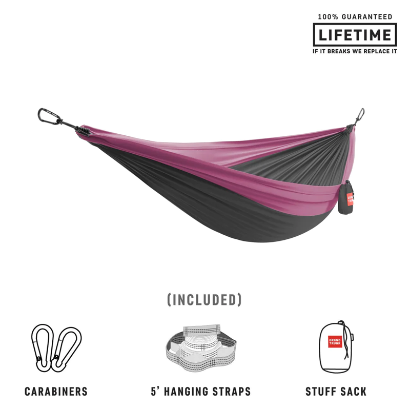 Grand Trunk Double Deluxe Hammock with Straps Charcoal Magenta-1