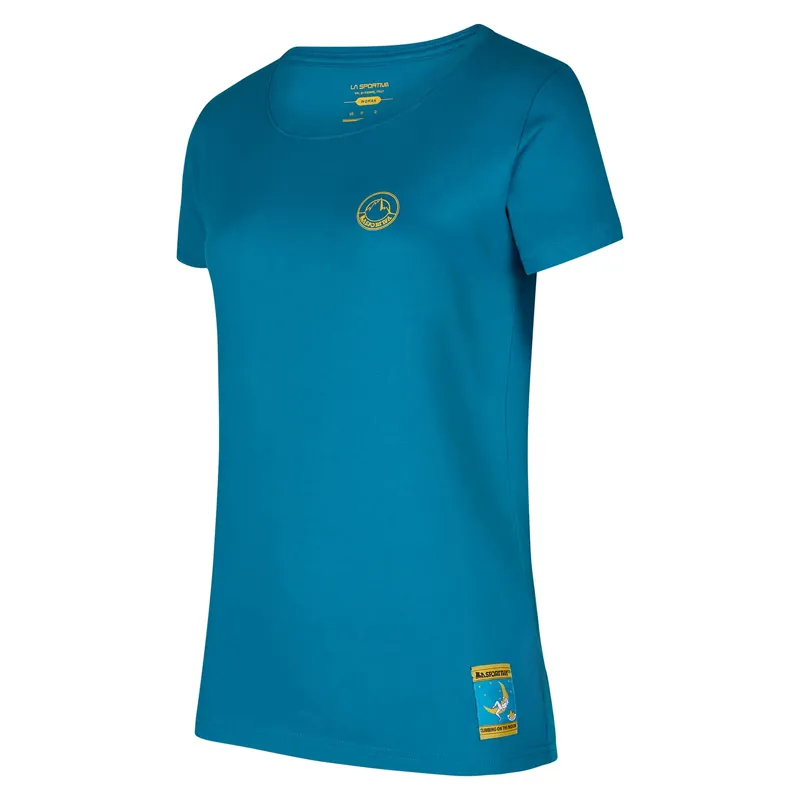 La Sportiva Women's Climbing on the Moon T-Shirt Turchese