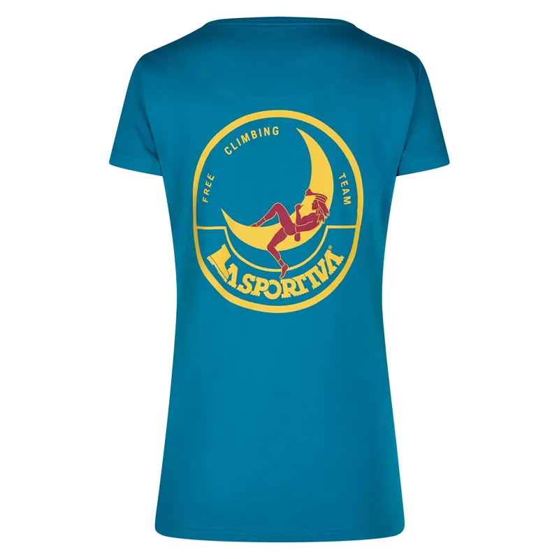 La Sportiva Women's Climbing on the Moon T-Shirt Turchese-1