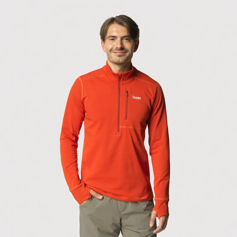 Tierra Men's Nallo Hooded Half Zip Warm Orange-3