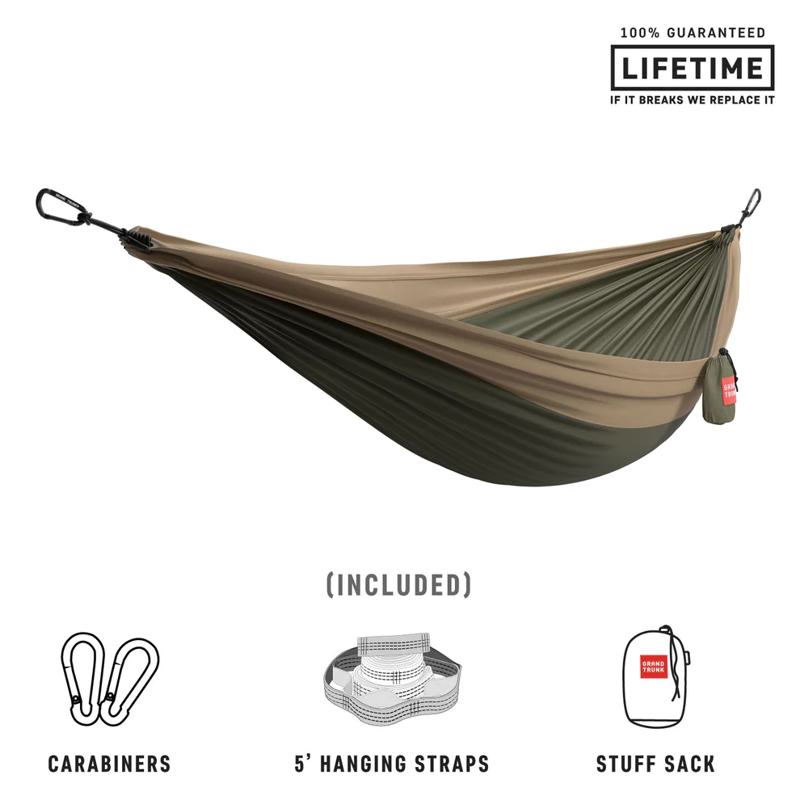 Grand Trunk Double Deluxe Hammock with Straps Olive Green-1
