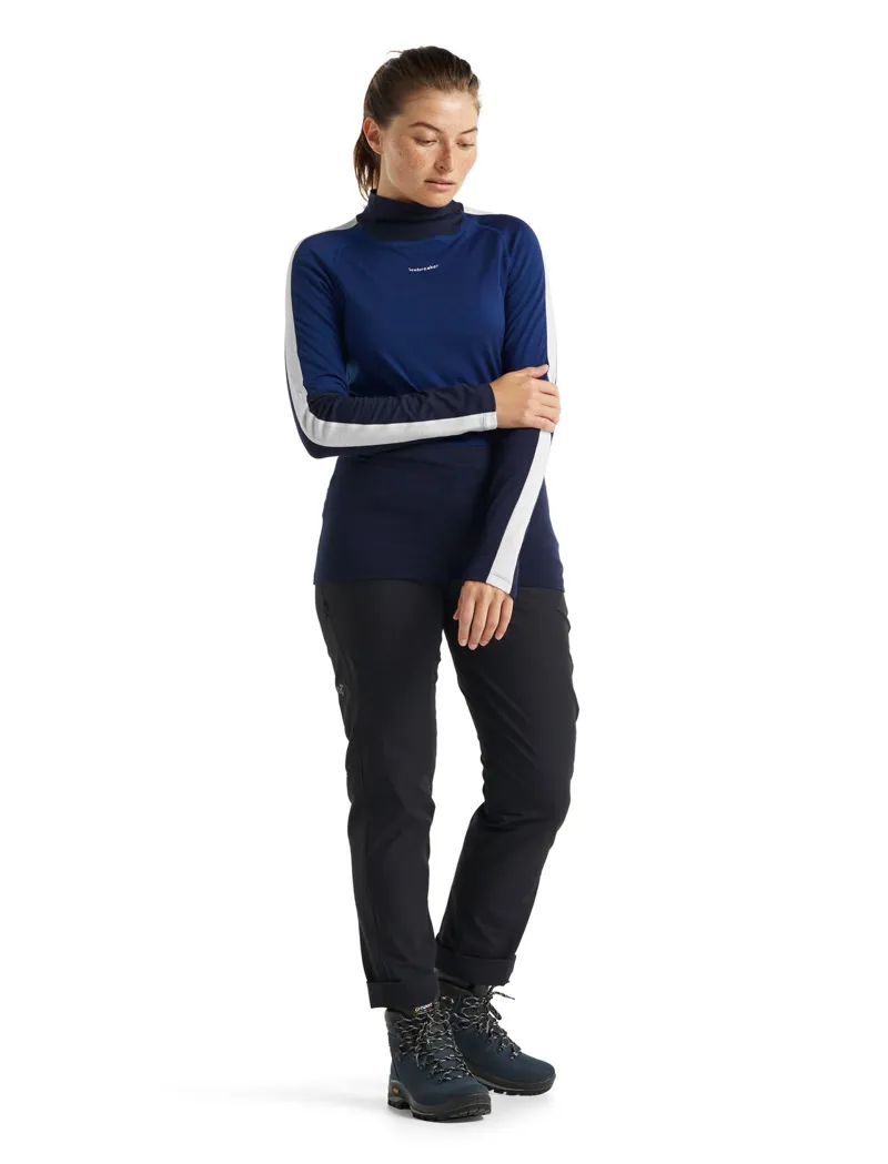 Icebreaker Women's 200 Sonebula Long Sleeve High Neck Navy/Royal Navy-3