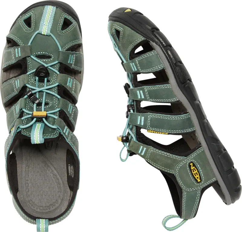 Keen Womens Clearwater CNX Leather Sandals Mineral Blue/Yellow-3
