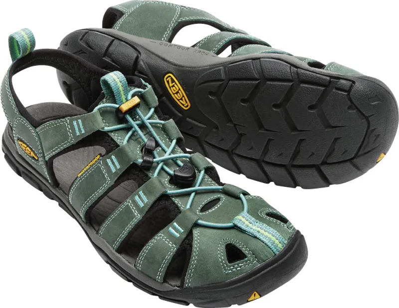 Keen Womens Clearwater CNX Leather Sandals Mineral Blue/Yellow-5