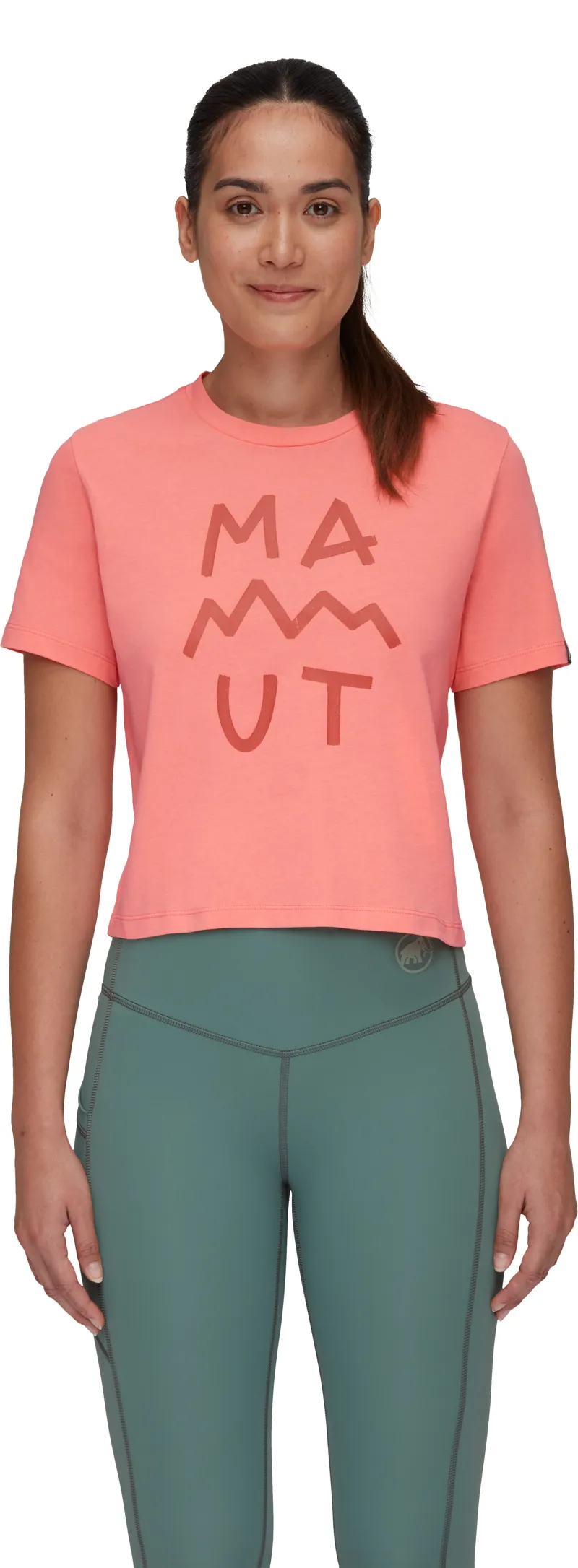 Mammut Womens Massone Lettering Cropped T-Shirt Salmon-2