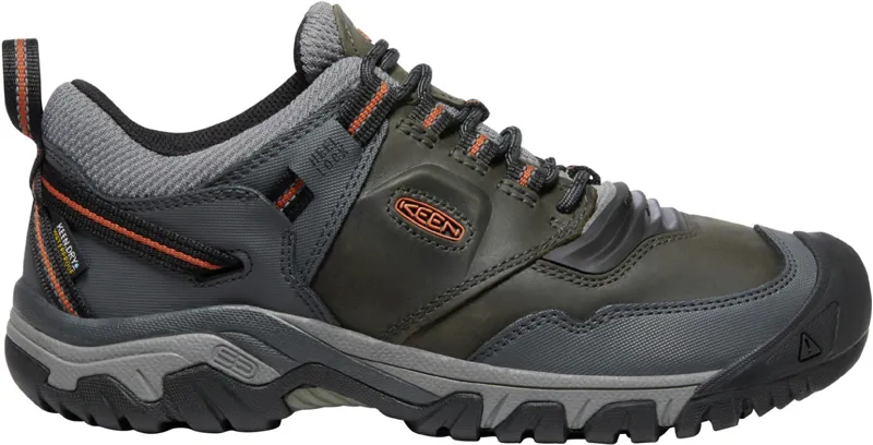 Keen Mens Ridge Flex Waterproof Shoes Steel Grey/Fossil Orange-2