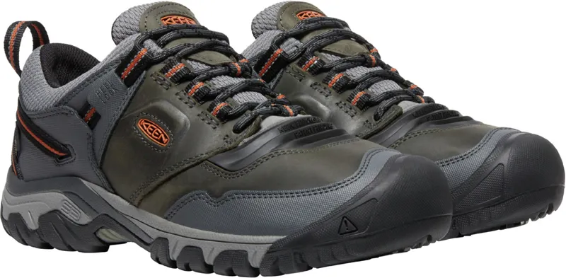 Keen Mens Ridge Flex Waterproof Shoes Steel Grey/Fossil Orange-1