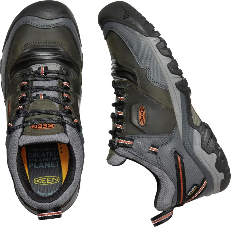 Keen Mens Ridge Flex Waterproof Shoes Steel Grey/Fossil Orange-3