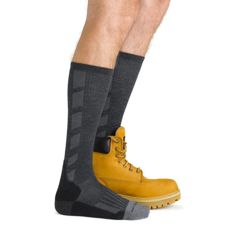 Darn Tough Mens Stanley K Mid-Calf Lightweight Work Socks Gravel-3