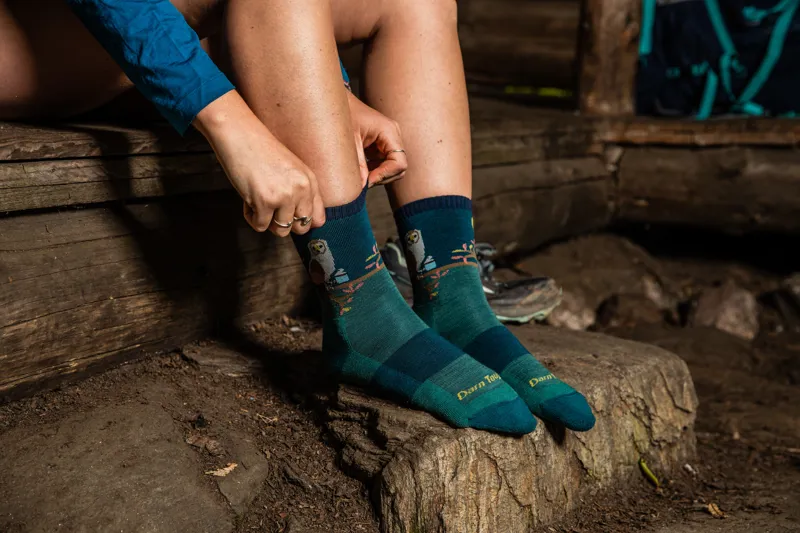 Darn Tough Womens Critter Club Micro Crew Lightweight Hiking Sock Teal-5