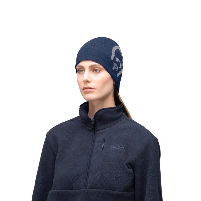 Norrona Unisex /29 Mid Cotton Logo Beanie Indigo-3