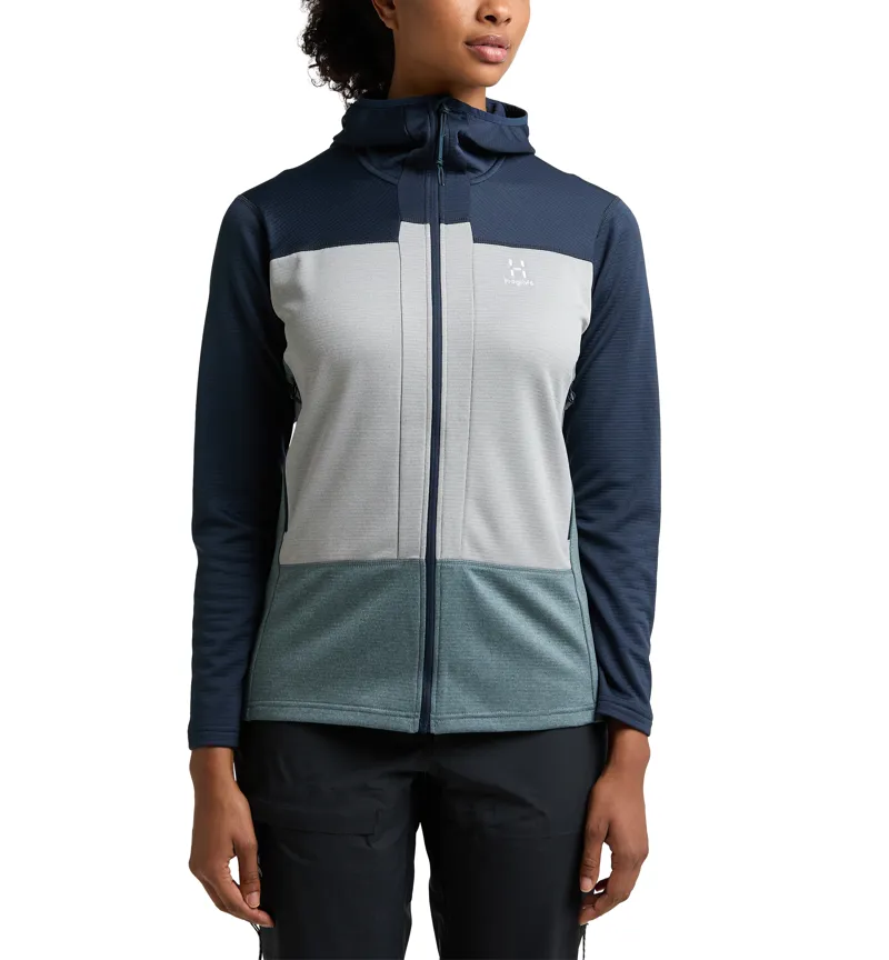 Haglofs Womens ROC Flash Mid Hoodie Tarn Blue/Concrete-2