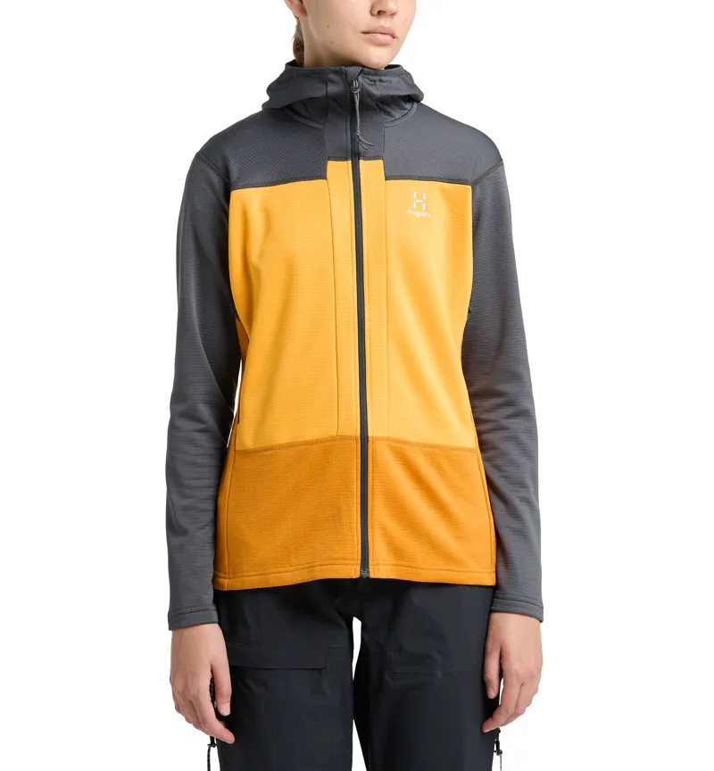 Haglofs Womens ROC Flash Mid Hoodie Magnetite/Sunny Yellow-2