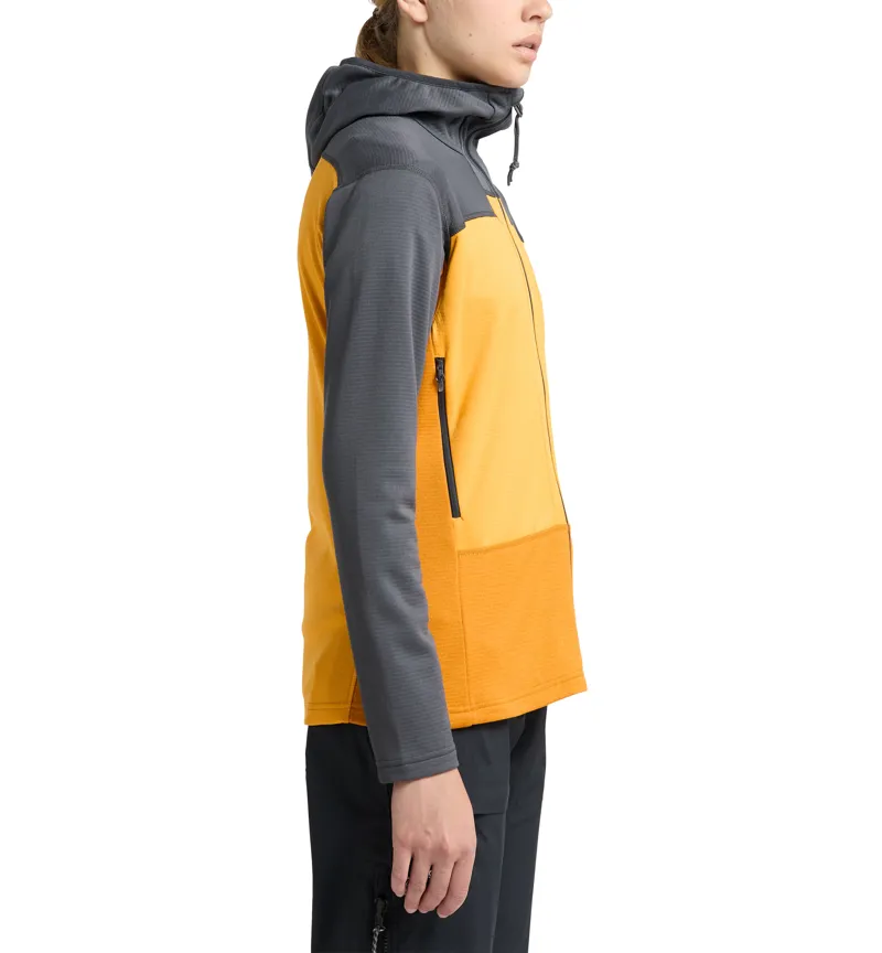 Haglofs Womens ROC Flash Mid Hoodie Magnetite/Sunny Yellow-3