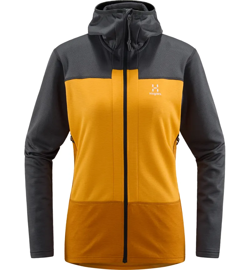Haglofs Womens ROC Flash Mid Hoodie Magnetite/Sunny Yellow
