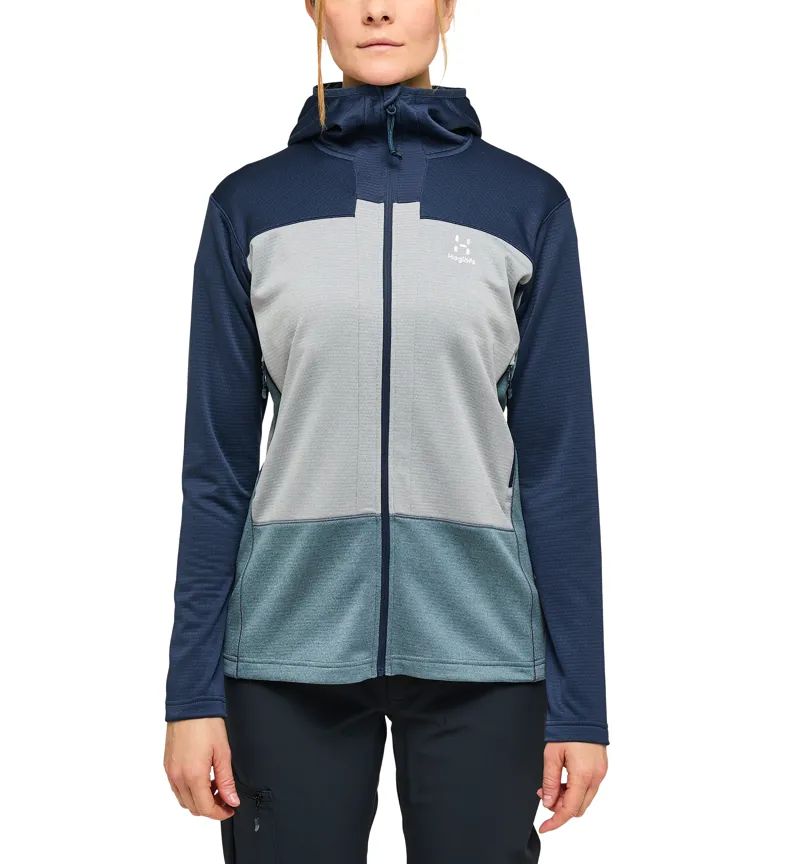 Haglofs Womens ROC Flash Mid Hoodie Tarn Blue/Concrete-2