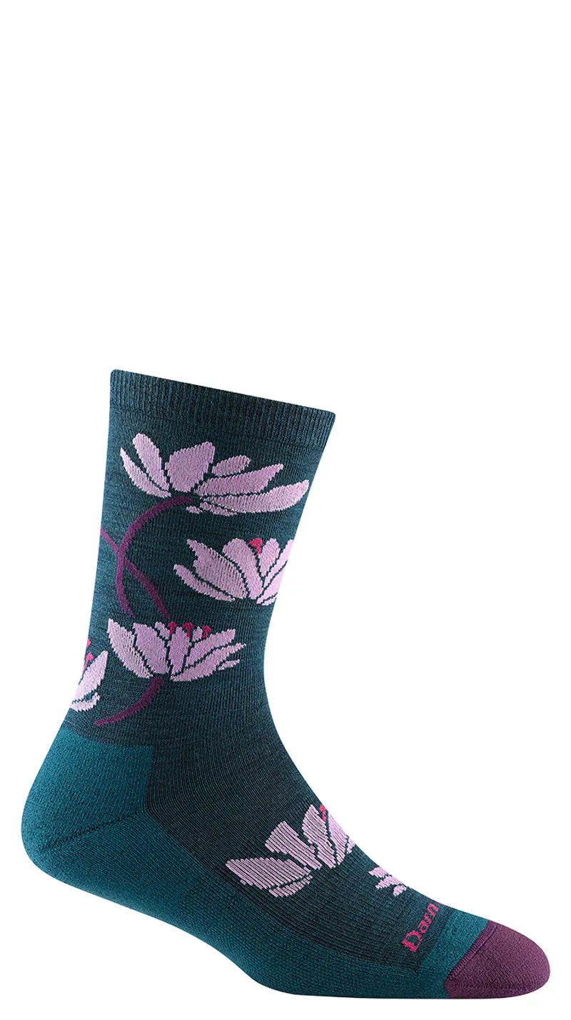 Darn Tough Womens Lilies Crew Lightweight Cushion Socks Dark Teal-1