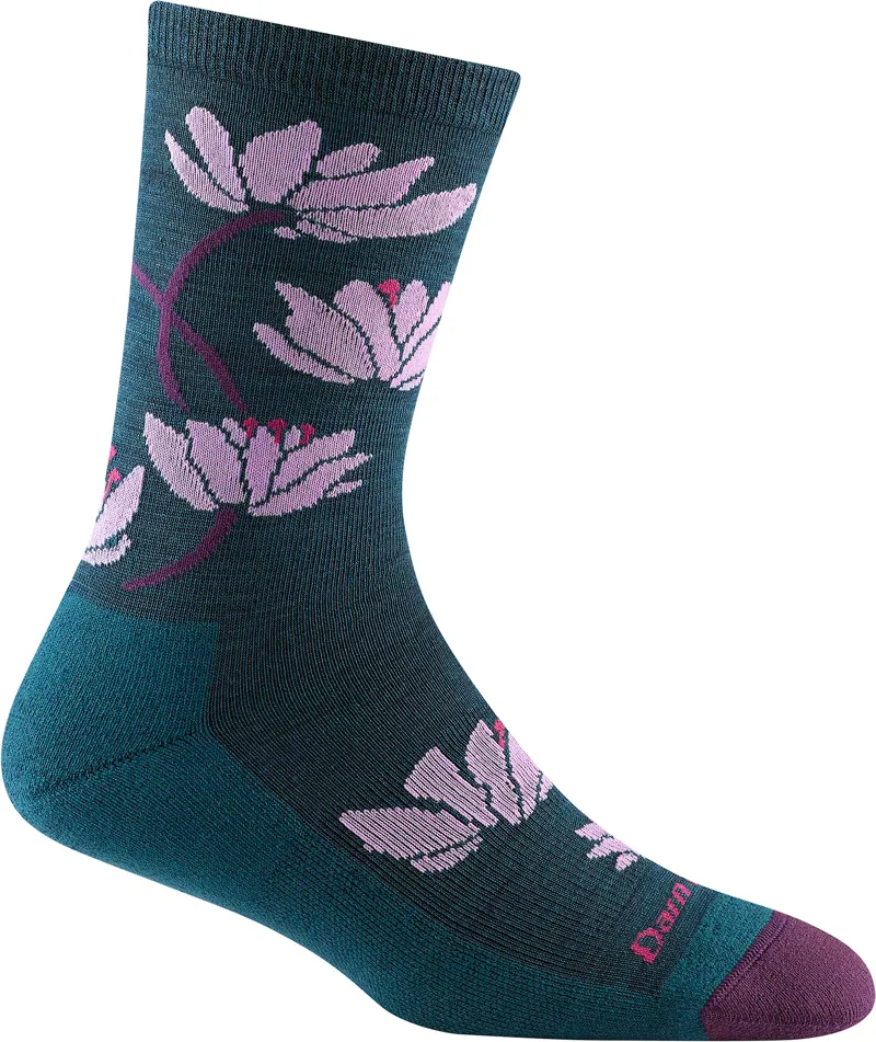Darn Tough Womens Lilies Crew Lightweight Cushion Socks Dark Teal
